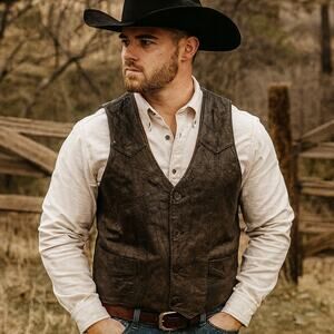 Vintage Harley Davidson Leather Cowboy Vest‎ size S